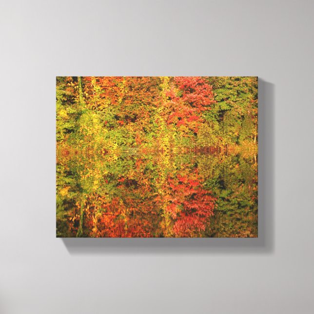 Toile Réflexions sur les arbres d'automne (Recto)
