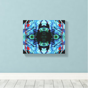 Toile Regarde-moi Motif Abstrait Miroir Cyan