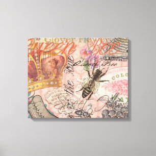 Toile Reine Abeille Vintage Beau Collage