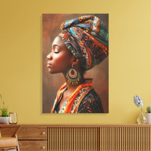 Toile Reine Boho : Dame africaine dans le mur traditionn