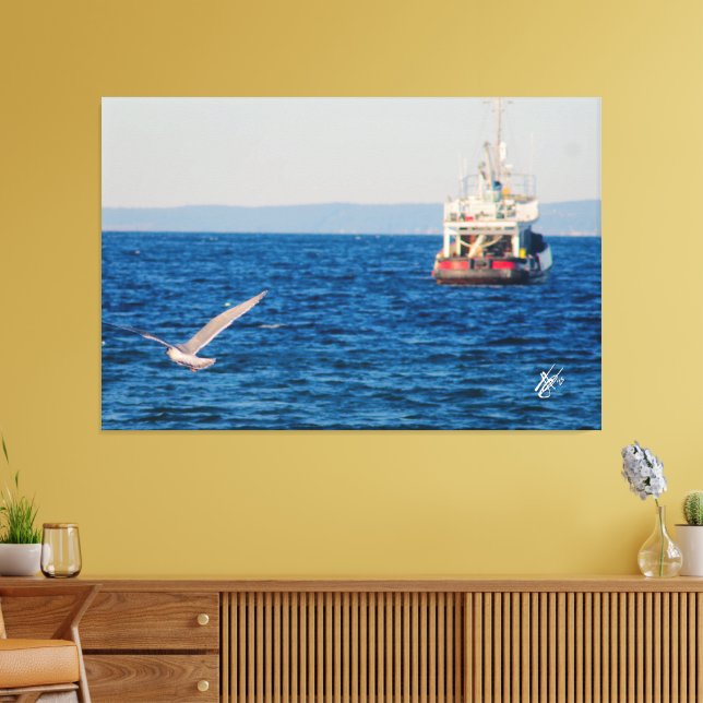 Toile Remorqueur et oiseau sur la baie de Mutiny #2 (Insitu(Salon))