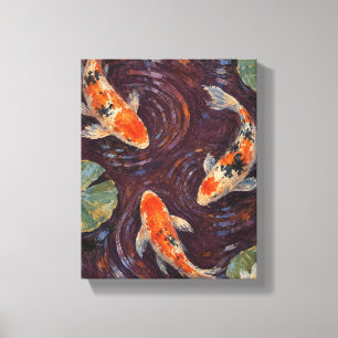 Toile Remous de Koi dans un étang Noir de Prune