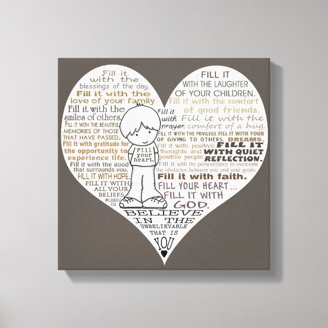 Toile Remplir votre Brown de coeur foncé (Recto)