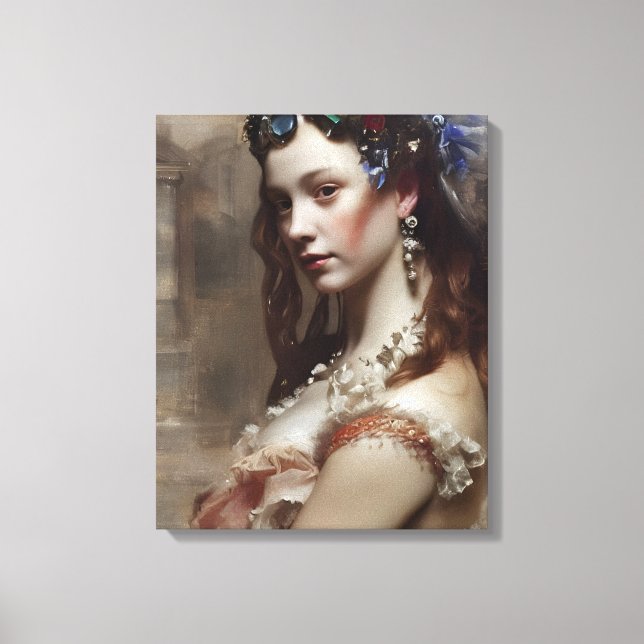 Toile Renaissance Princesse AI générée art imaginaire (Recto)