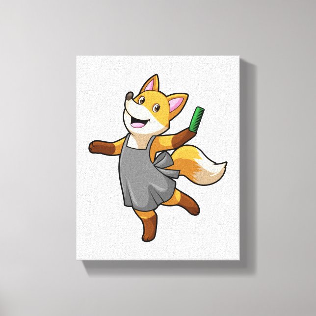 Toile Renard coiffeur avec ciseaux (Recto)
