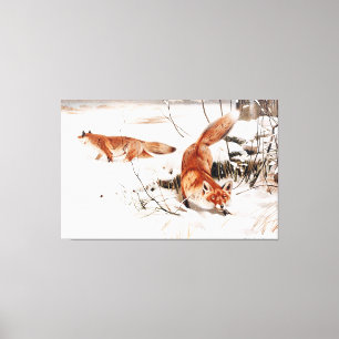 Toile Renard commun dans la neige, oeuvre populaire,