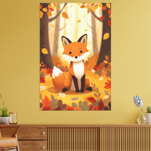 Toile Renard orange mignon dans la forêt de pépinière de