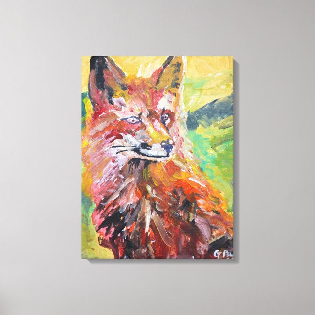 Toile Renard Rouge Expressionniste Vibrant (Recto)