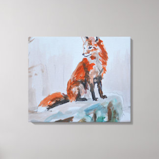 Toile Renard Rouge sur un Rocher