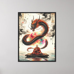 Toile Rencontre Sérène : Le Moine et le Dragon Céleste