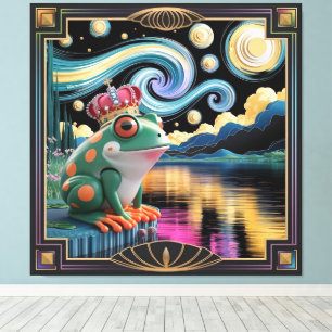 Toile Rendu 3D de grenouille Chibi Art Nouveau avec Cour