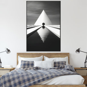Toile Rendu 3d noir et blanc Abstrait de 40 po x 60 po