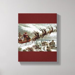 Toile Renne vintage victorien Sleigh du père noël