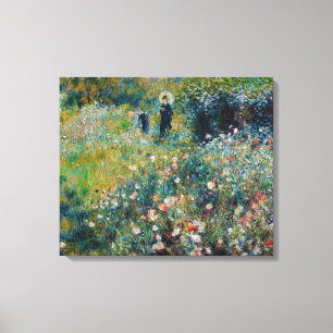 Toile Renoir - Femme au parasol dans un jardin