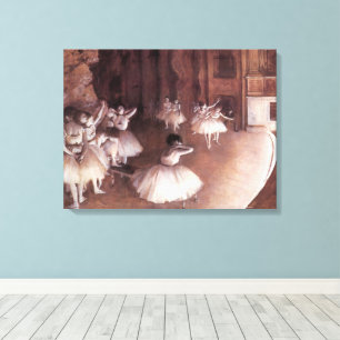 Toile Répétition de ballet sur la scène par Edgar Degas