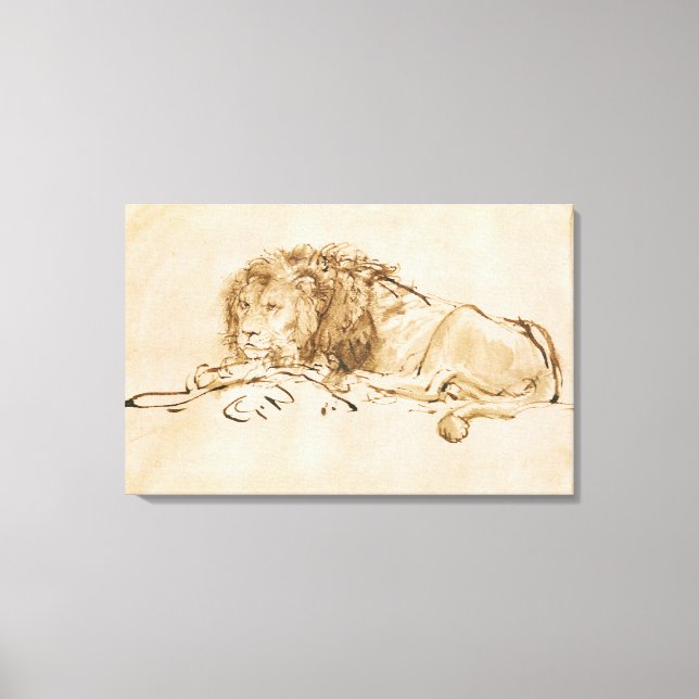 Toile Repose de lion (stylo et encre sur papier) (Recto)