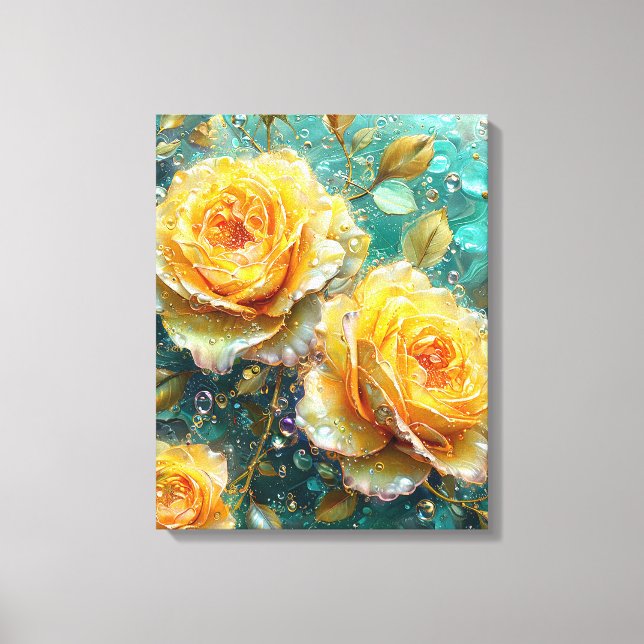 Toile Représentation de roses jaunes vibrantes et comple (Recto)