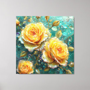 Toile Représentation de roses jaunes vibrantes et comple