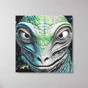 Toile Reptilian Lizard Homme Alien Extraterrestre En cou