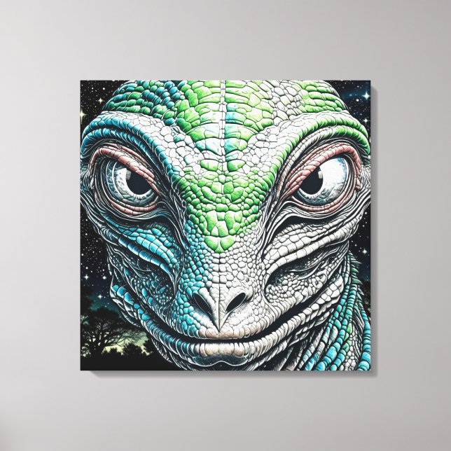 Toile Reptilian Lizard Homme Alien Extraterrestre En cou (Recto)