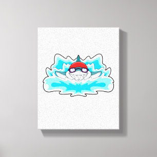 Toile Requin à nager avec lunettes de natation