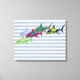 Toile requin cool à rayures blanches