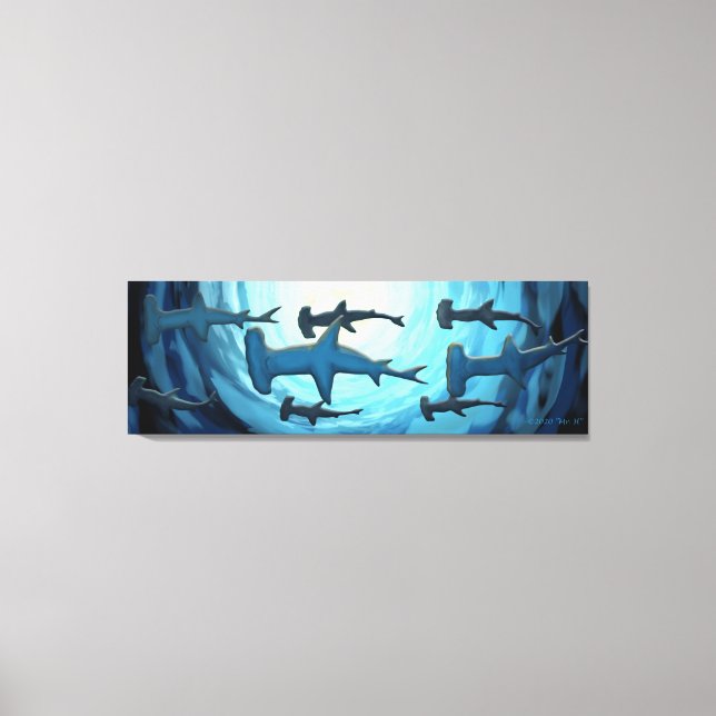 Toile Requins en Silhouette avec Balle Solaire (Recto)