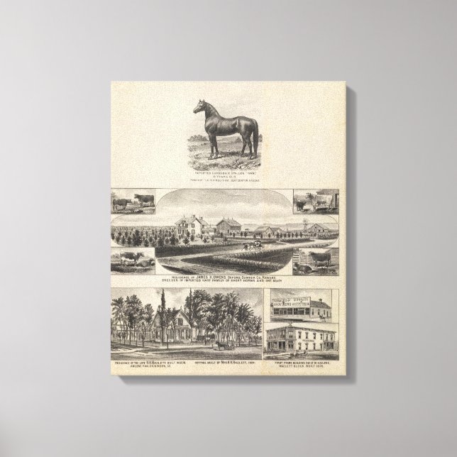 Toile Résidences d'Oxford et d'Abilene, Kansas (Recto)