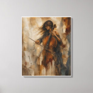 Toile Résonance entre le silence Cello texturé Wallart