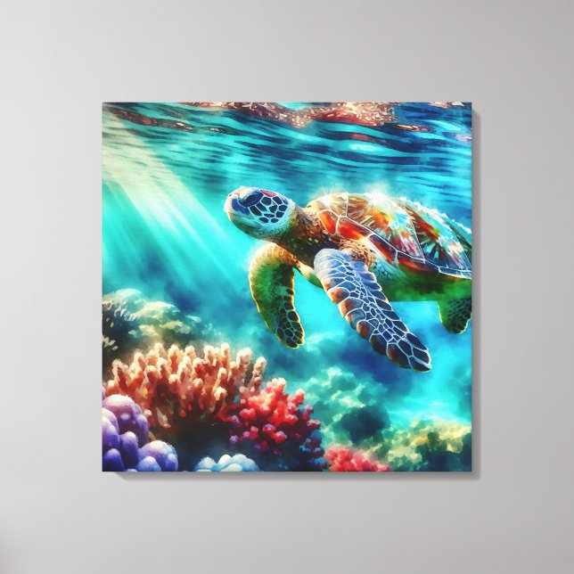 Toile Rester en contact | La natation des tortues de mer (Recto)