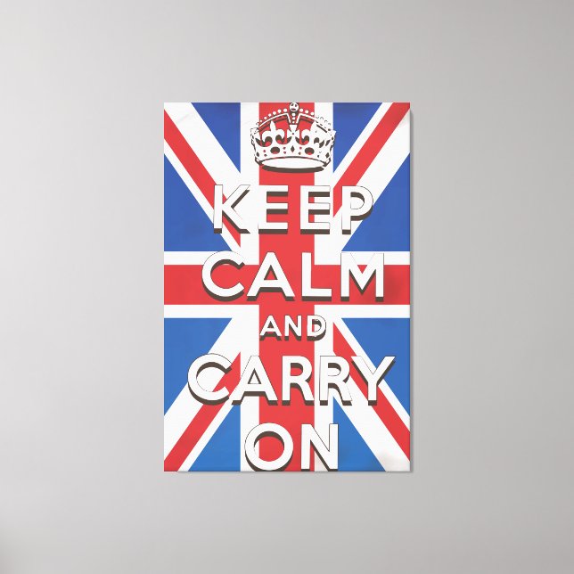 Toile Restez calme et continuez sur le drapeau britanniq (Recto)