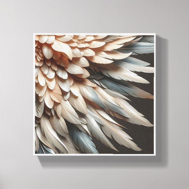 Toile Résumé Abstrait de Plume de Luxe 3D - Crème Douce  (Recto)