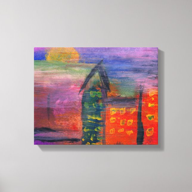 Toile Résumé - Acrylique - Perdu dans la ville (Recto)
