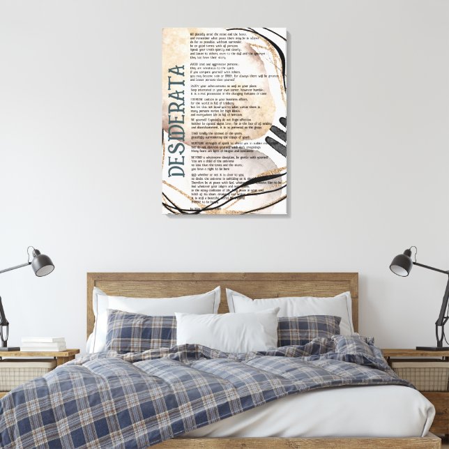 Toile Résumé Rose Or Tan Desiderata de Max Ehrman  (Insitu(Chambre))