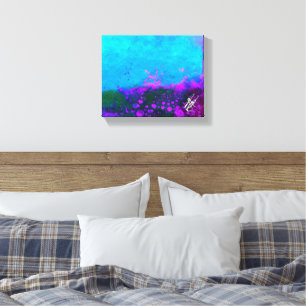 Toile Résumé Turquoise Violet Abstrait