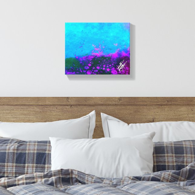 Toile Résumé Turquoise Violet Abstrait (Insitu(Chambre))