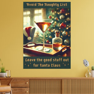 Toile Retro 50s Évitez la liste vilain Noël Martini
