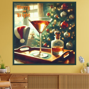 Toile Retro 50s Manhattan Martini pour le Père Noël