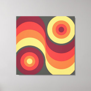 Toile Retro Abstrait Wavy Rainbow Carrés Abstrait Art