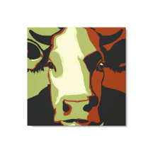 Retro Animal Pop Art Portrait de vache en Cowmofla