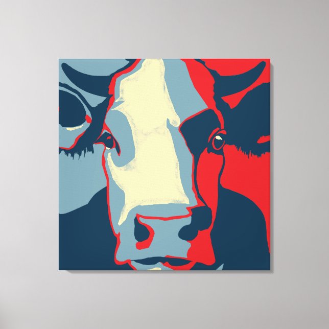 Toile Retro Animal Wall Pop Art Cow Portrait (Recto)
