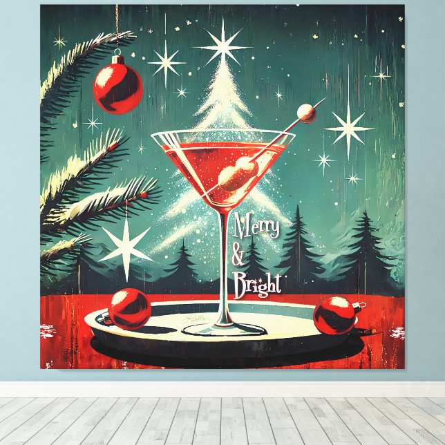 Toile Retro années 50 Flurry Christmas Tree Martini (Insitu (Plancher de Bois))