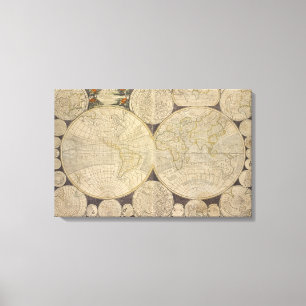 Toile Retro Antique Monde Vintage Carte Mur Canvas