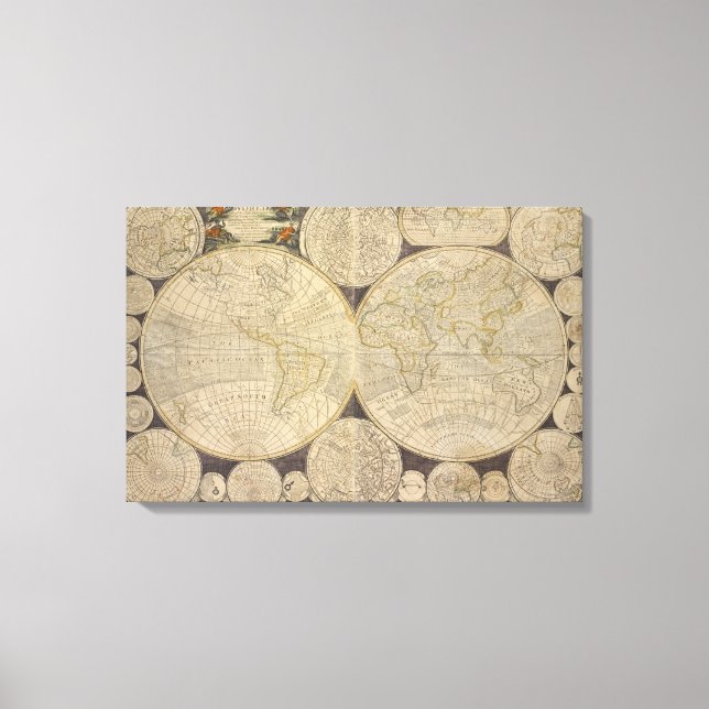 Toile Retro Antique Monde Vintage Carte Mur Canvas (Recto)