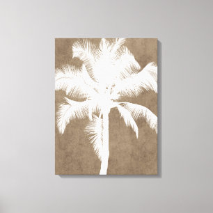 Toile Rétro blanc tropical hawaïen de silhouette de