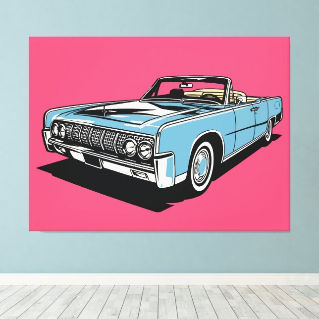 Toile Rétro Bleu Cabriolet Classique Pop Art (Insitu (Plancher de Bois))