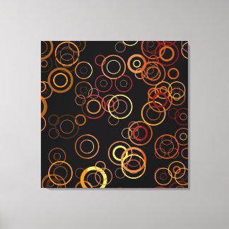 Toile Retro Circles sur Black Art Motif Party