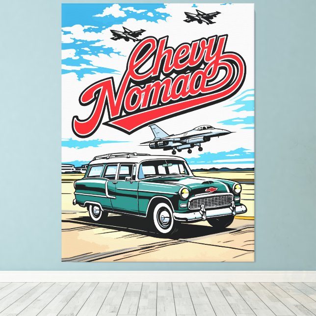 Toile Retro Classic Wagon Sky Pop Art Illustration Print (Insitu (Plancher de Bois))