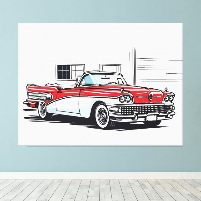 Toile Rétro Classique Cabriolet Pop Art Latéral (Insitu (Plancher de Bois))