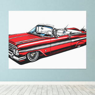 Toile Rétro Classique Cabriolet Pop Art Latéral